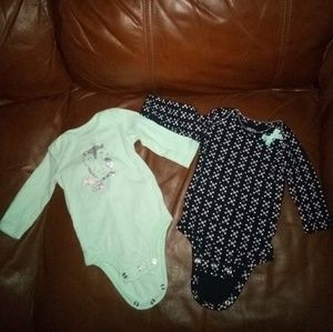 2/$20 3 long sleeve onesie's size 3 months